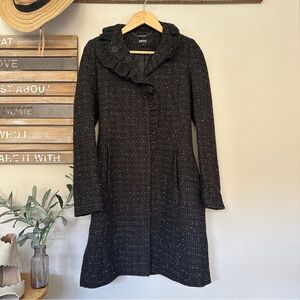 DKNY Donna Karen New York Tweed Ruffle Coat size 2